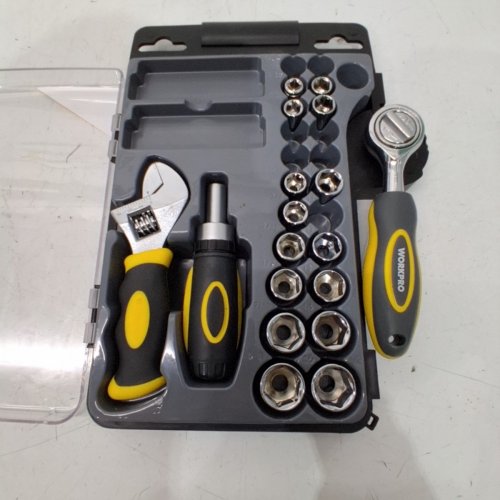 18PC WORKPRO STUBBY SOCKET RATCHET WRENCH SET - BLACK/YELLOW (MODEL:34810) image 2