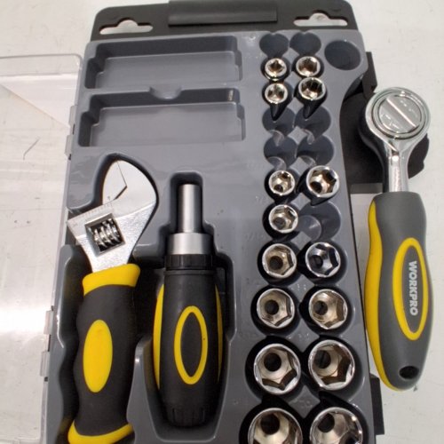 18PC WORKPRO STUBBY SOCKET RATCHET WRENCH SET - BLACK/YELLOW (MODEL:34810) image 5