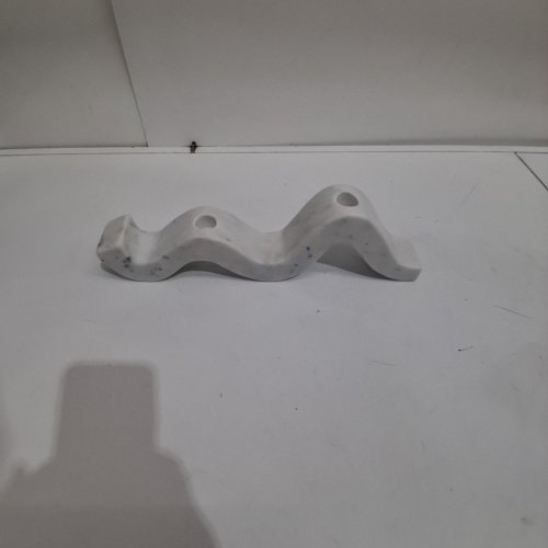 BLOOMINGVILLE MARBLE WAVE DOUBLE TAPER CANDLE HOLDER - 14.5 - WHITE (MODEL: EC1888) image 3