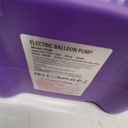ELECTRIC BALLOON PUMP - PURPLE AND BLUE (MODEL: P308) image 3
