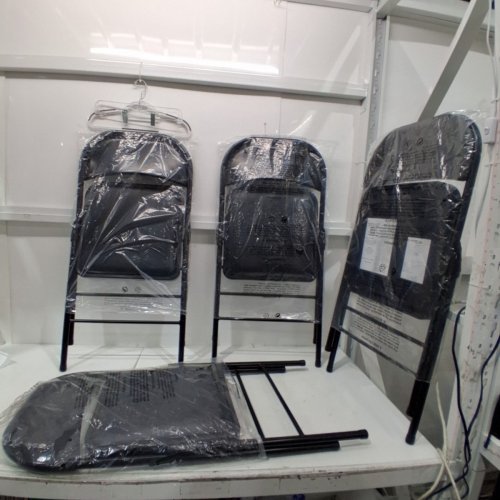 4PK AMAZON BASICS COMFORTABLE VINYL PADDED STEEL FOLDING CHAIRS - 30.2" X 18.3" X 17.9" - 300LBS MAX - BLACK (MODEL: AMZ-30FC02S4-BK) image 2