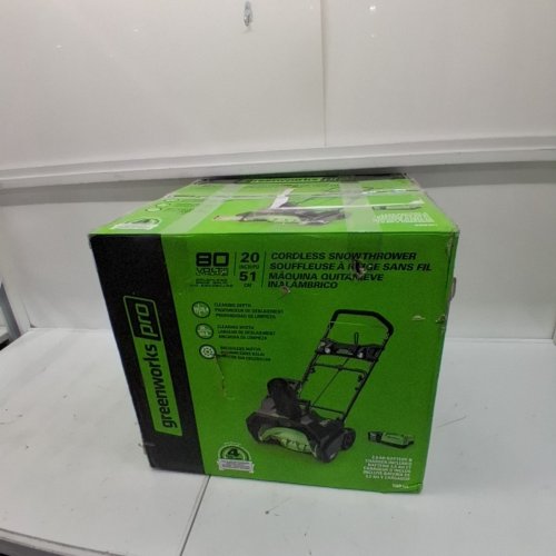 GREENWORKS PRO 20" 80V CORDLESS SNOW THROWER WITH 2.0 AH BATTERY & CHARGER - GREEN (MODEL: SNB401) image 5