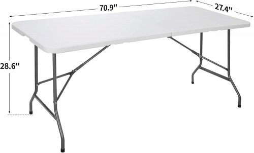 SUPER DEAL PORTABLE FOLDING PLASTIC PARTY TABLE - 71" X 27" X 29" - WHITE - (MODEL: FTPLPT-0051) image 2