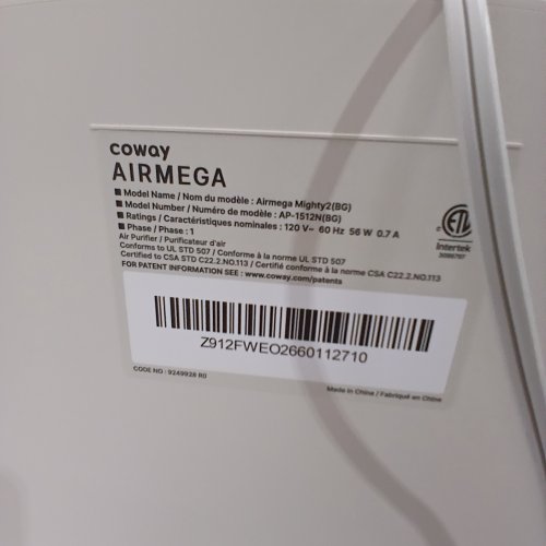 COWAY AIRMEGA MIGHTY2 AIR PURIFIER - 120V, 56W, 0.7 AMP - BEIGE (MODEL: AP-1512N(BG)) image 2