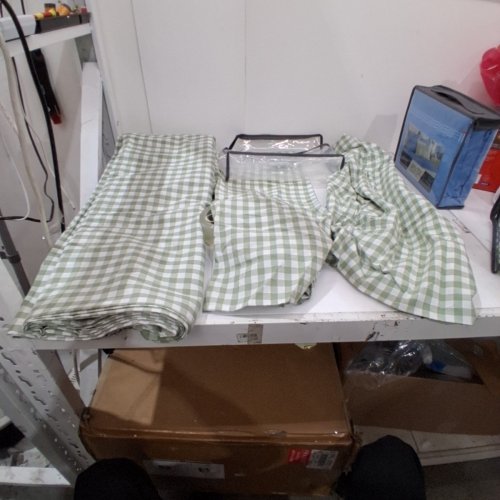 3PC COTTON BEDDING SET - 90" X 90" + 2PC 20" X 30" - LIGHT GREEN PLAID image 4