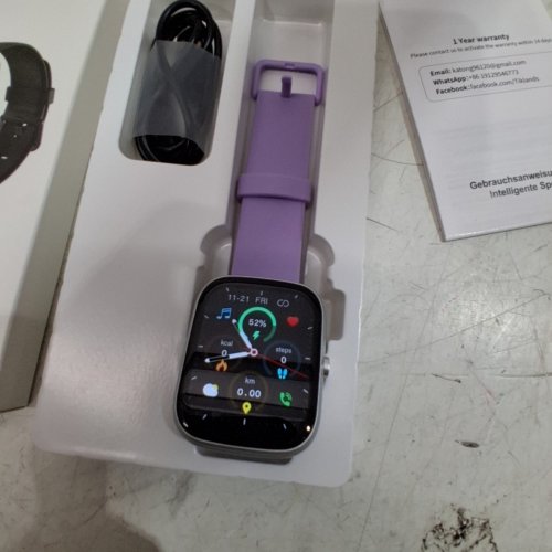 ADULT'S WATERPROOF BLUETOOTH SMART WATCH - 1.85" SCREEN - LIGHT PURPLE image 4