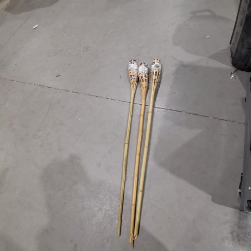 2PK TIKI BRAND WEATHER RESISTANT MOSQUITO REPELLENCY BAMBOO TIKI TORCH - 57" - NATURAL BAMBOO (MODEL: L4000073) image 2