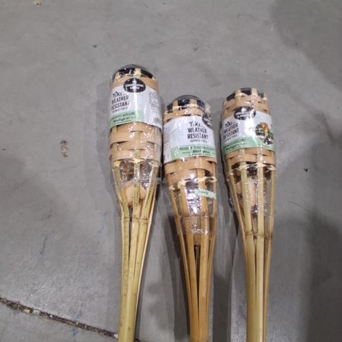 2PK TIKI BRAND WEATHER RESISTANT MOSQUITO REPELLENCY BAMBOO TIKI TORCH - 57" - NATURAL BAMBOO (MODEL: L4000073) image 3
