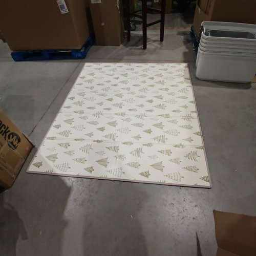 JOYPONY FOLDABLE REVERSIBLE BABY PLAYMAT - 71" X 59" - CREAM/GREEN FOREST (MODEL: JY-PM) image 2