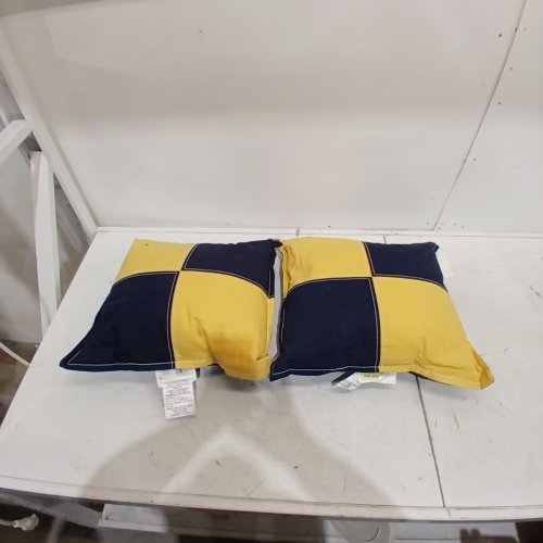 2PK ROOM ESSENTIALS TOSS PILLOWS - 18" X 18" - YELLOW / NAVY image 3