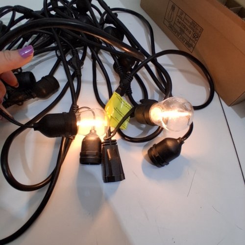 FEIT ELECTRIC WEATHERPROOF LED 24-LIGHT STRING LIGHTS WITH 2 SPARE LIGHTBULBS - 48FT - BLACK (MODEL: 1603293) image 2