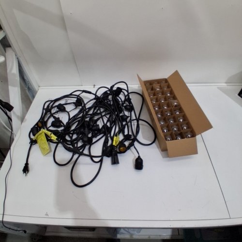 FEIT ELECTRIC WEATHERPROOF LED 24-LIGHT STRING LIGHTS WITH 2 SPARE LIGHTBULBS - 48FT - BLACK (MODEL: 1603293) image 3