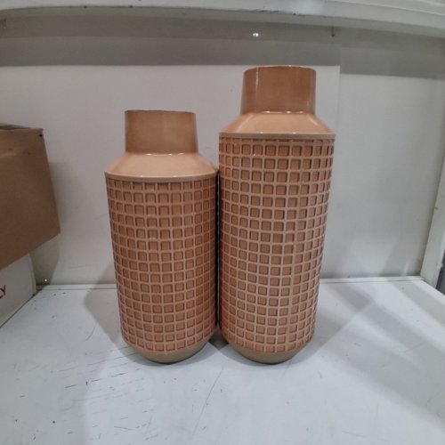 2PC DECORATIVE METAL CYLINDER VASE - 14" & 17" - PINK (MODEL: 54867) image 2