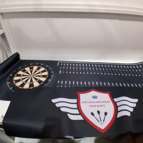 T-SHAPED DARTS FLOOR MAT WITH CHECKOUT LINE & HEAVY DUTY RUBBER- BLACK image 4