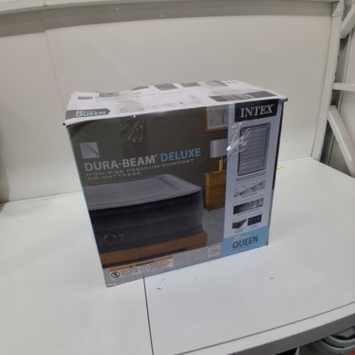 INTEX DURA-BEAM SERIES DELUXE COMFORT PLUSHFIBER-TECH INFLATABLE AIR MATTRESS WITH INTERNAL ELECTRIC PUMP - 22" - QUEEN - GREY (MODEL:AP619D/64417ED) image 6