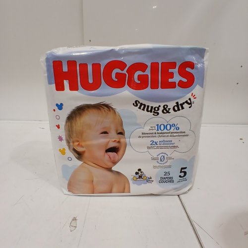 25PK HUGGIES SNUG & DRY BABY DIAPERS - SIZE 5 (27+ LBS) image 2