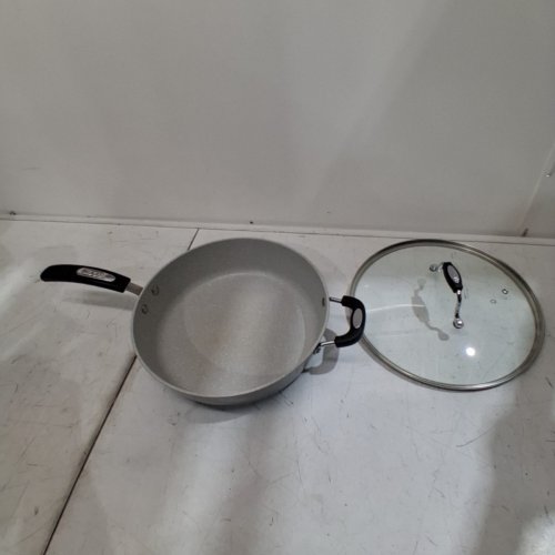 STARFRIT THE ROCK TERRA NON-STICK CHEMICAL FREE DEEP FRY PAN SKILLET WITH LID - 12" - 5.2QT - GREY image 2