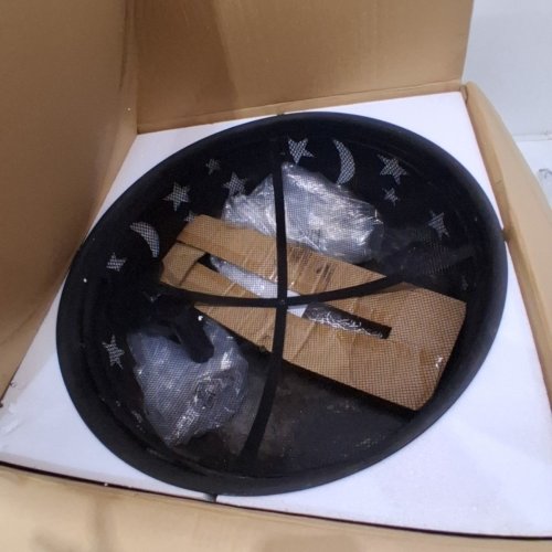 YAHEETECH ROUND STAR AND MOON PRINTED FIRE PIT - 14" X 25" -BLACK (MODEL: 592786) image 3
