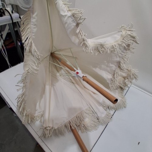 SEAZUL PATIO BEACH UMBRELLA, FRINGE UMBRELLA WITH TASSELS - 6.5FT - CREAM (MODEL: 1.6-UM-BE-TASSEL) image 4