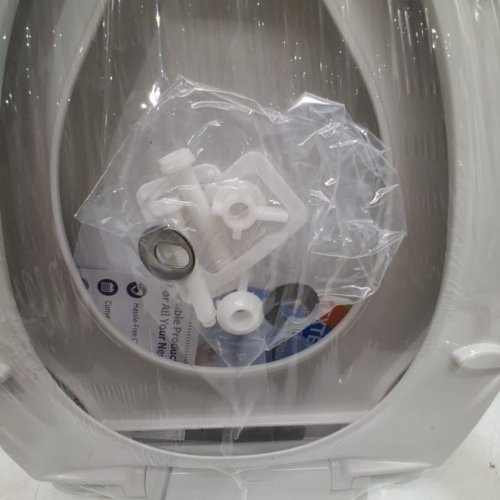 UNBRANDED ELONGATED TOILET SEAT WITH BUILT IN POTTY TRAINING SEAT 19"L X 14"W - WHITE (MODEL: PHO_0VP6OQUI) image 4