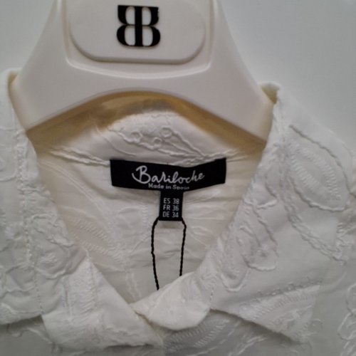 WOMEN'S BARILOCHE EMBROIDERED BUTTON-UP BLOUSE -SMALL / MEDIUM - 38 - OFF-WHITE (STYLE : APERTA) image 5