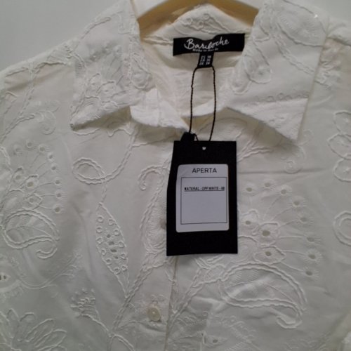 WOMEN'S BARILOCHE EMBROIDERED BUTTON-UP BLOUSE -SMALL / MEDIUM - 38 - OFF-WHITE (STYLE : APERTA) image 6