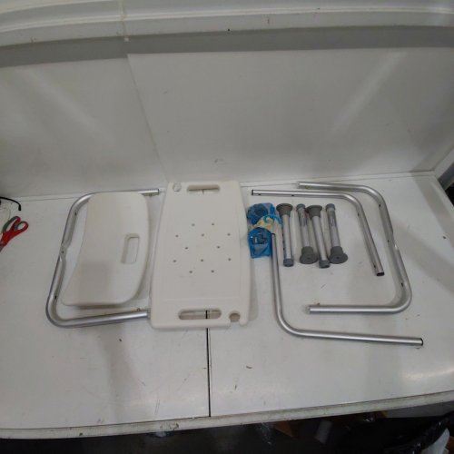 NON-SLIP ADJUSTABLE BATHROOM CHAIR WITH SHOWER HEAD HOLDER AND MESH STORAGE BAG - WHITE - (MODEL: 301A) image 3