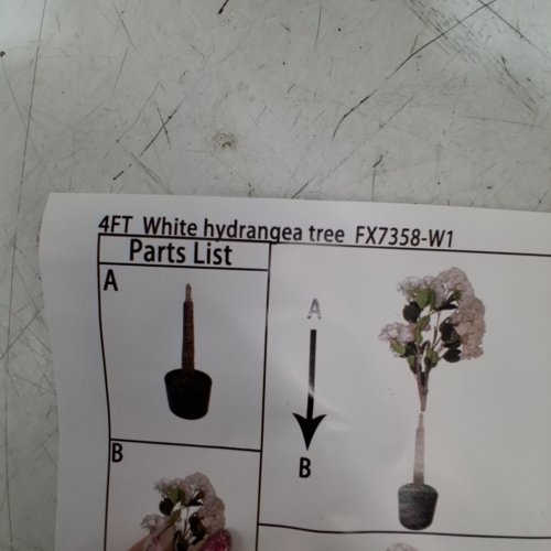 ARTIFICIAL HYDRANGEA TREE - 4FT - GREEN/WHITE image 2