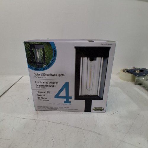 4PK GTX NATURALLY SOLAR POWERED 25LM PATHWAY LIGHTS - 4"X4"X23"- BLACK (MODEL: 1937955) image 2