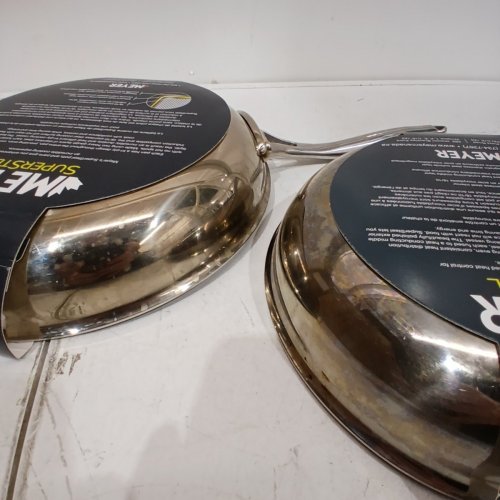 2PC MEYER SUPERSTEEL TRI-PLY CLAD STAINLESS STEEL FRYING PANS - 9" \ 11" image 5