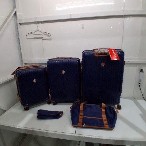 5PC JOYWAY LUGGAGE SET PP HARDSHELL CARRY ON SUITCASE SET, TRAVEL SUITCASES WITH DOUBLE SPINNER WHEELS AND TSA LOCK - 20" / 24" / 28" - NAVY BLUE - (MODEL: TR015-SET) image 3