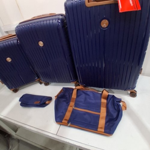 5PC JOYWAY LUGGAGE SET PP HARDSHELL CARRY ON SUITCASE SET, TRAVEL SUITCASES WITH DOUBLE SPINNER WHEELS AND TSA LOCK - 20" / 24" / 28" - NAVY BLUE - (MODEL: TR015-SET) image 4