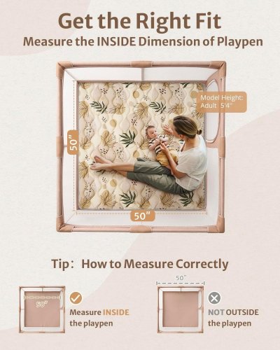 BLISSFUL DIARY BABY PLAY MAT FOR FLOOR - 50" X 50" - EARTH TONES BEIGE image 2