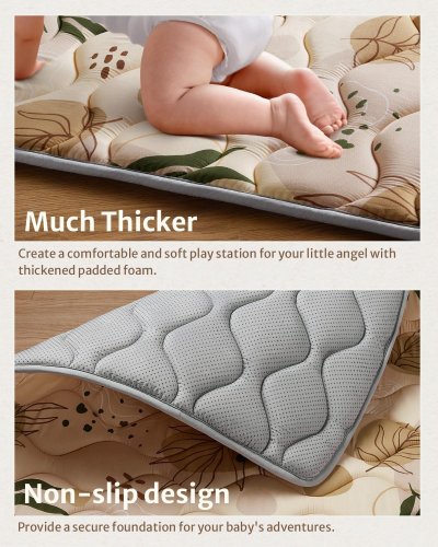 BLISSFUL DIARY BABY PLAY MAT FOR FLOOR - 50" X 50" - EARTH TONES BEIGE image 4