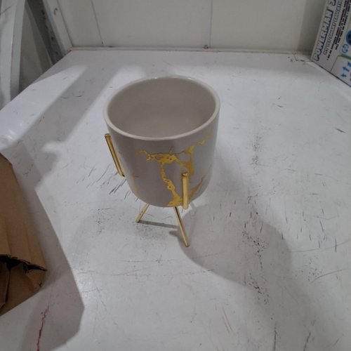 MINI KINTSUGI STYLED DESKTOP PLANTER - WHITE GOLD image 3