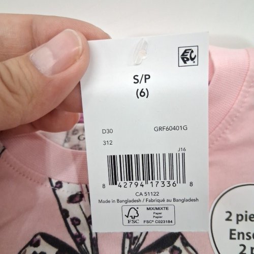 2PC GIRL'S LONG SLEEVE TOP AND PANTS PAJAMA SET - SIZE 6 - PINK image 3