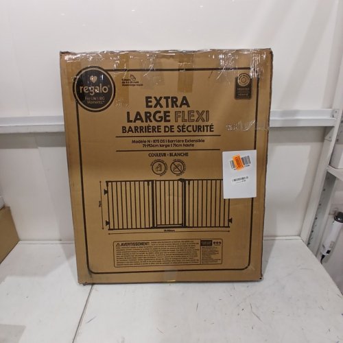 REGALO FLEXI EXTRA WIDE METAL WALK THROUGH SAFETY GATE - 28" - 76" X 28" - WHITE (MODEL:1175 DS) image 4