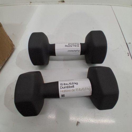 2PK PURATHLETICS DUMBBELLS - 15 LBS EACH - BLACK (MODEL: WTE1019215) image 3