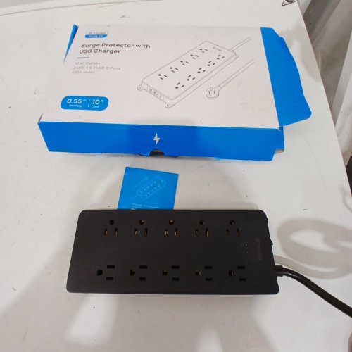 TROND SURGE PROTECTOR POWER BAR WITH 2 USB C, 2 USB A, 10 OUTLETS, 4000J - 5FT - BLACK image 3