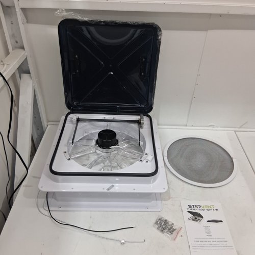 STARVENT RV ROOF FAN FOR CIRCULATING AIR AND SMOKE WITH REVERSIBLE AIR FLOW 12 V - 14" X 14" - WHITE (MODEL: A021C) image 2