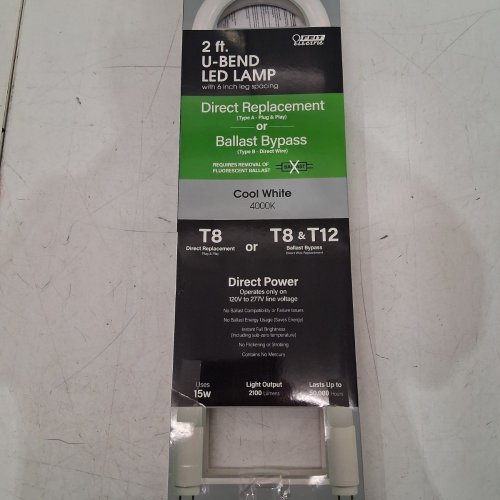 FEIT ELECTRIC U-BEND LED LAMP BULB - 2FT -T8/T12- 4000K - COOL WHITE (MODEL:T848) image 4