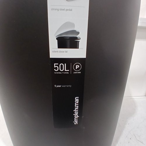 SIMPLEHUMAN SEMI-ROUND TRASH CAN - 50L - BLACK (MODEL: CW1355) image 3