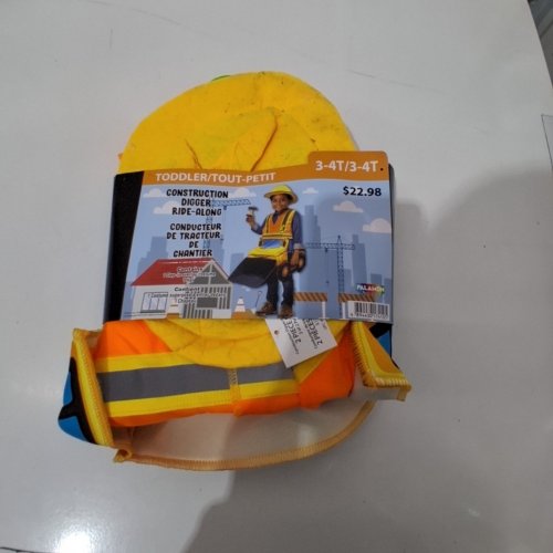 2PC TODDLERS CONSTRUCTION DIGGER RIDE-ALONG COSTUME SET - 3-4T - YELLOW AND ORANGE image 2