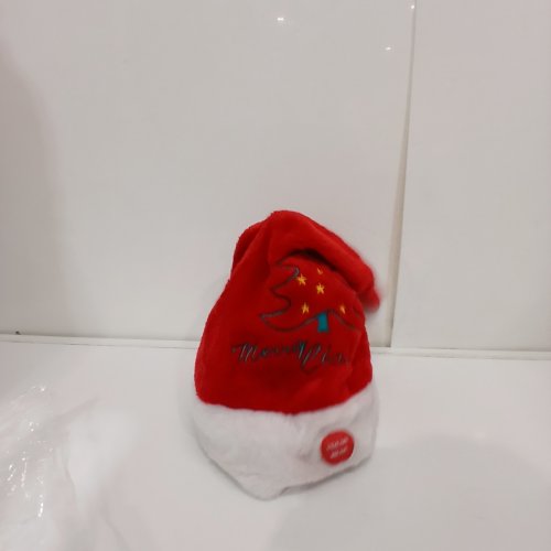 BATTERY OPERATED MUSICAL DANCING SANTA HAT -OSFM - RED AND WHITE image 2