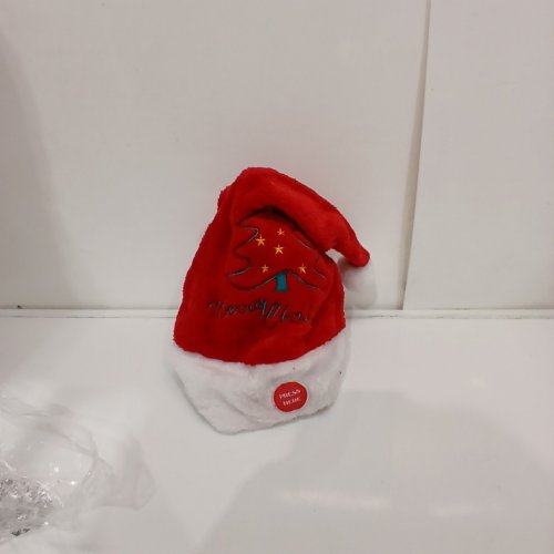 BATTERY OPERATED MUSICAL DANCING SANTA HAT -OSFM - RED AND WHITE image 3