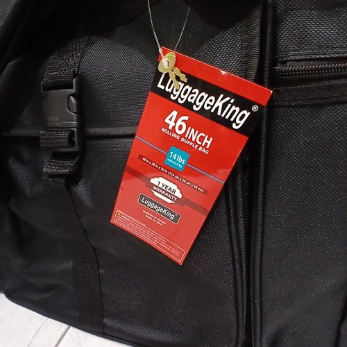 LUGGAGE KING DUFFEL BAG WITH 3 WHEELS - 46" X 20" X 20" - BLACK image 3