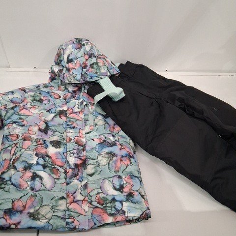 2PC GIRL'S GEORGE SNOWSUIT SET - SMALL (6) - BLACK/MULTICOLOR image 2