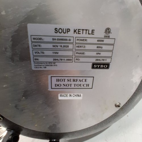 SYBO ELECTRIC COMMERCIAL SOUP KETTLE BUFFET SOUP WARMER WITH INSERT POT & LID - 10.5 QT - GREY (MODEL: SH-SW6000-BL) image 3
