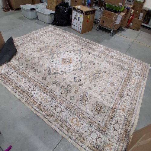 VINTAGE PERSIAN WASHABLE AREA RUG 8FT X 9FT 10" - BEIGE/BROWN image 2