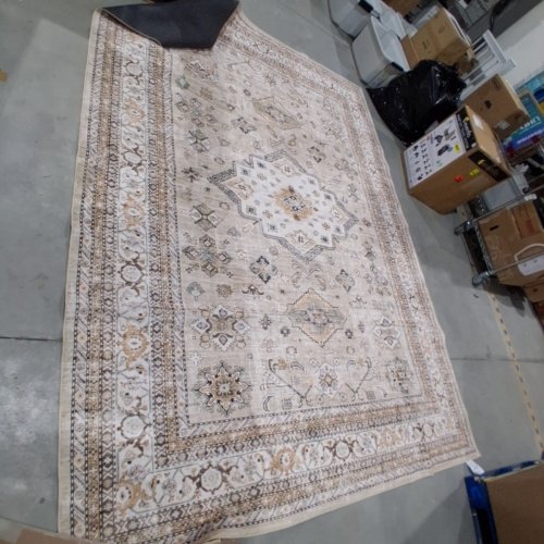 VINTAGE PERSIAN WASHABLE AREA RUG 8FT X 9FT 10" - BEIGE/BROWN image 3